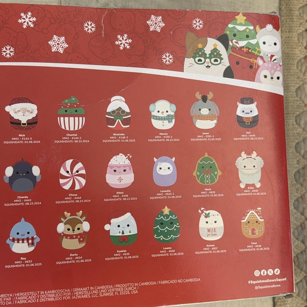 Micromallows 2.5" Squishmallows Holiday Advent Calendar Plush - 24pk Box Damage - Picture 12 of 13